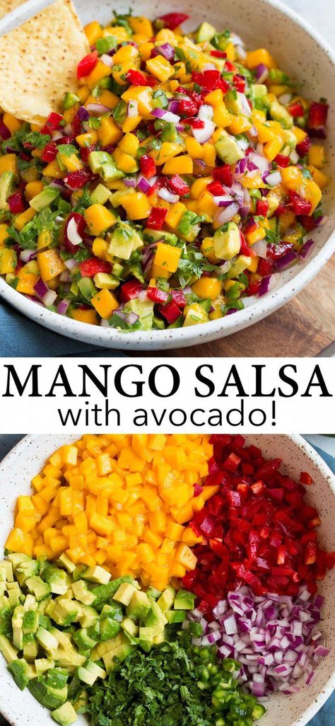 Cookout Recipes, Cooking Avocado, Mango Salsa Recipes, Mango Avocado Salsa, Healthy Sauces, Salsa Recipes, Side Order, Mango Avocado, Summer Cookout