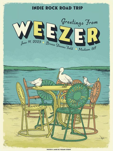 The Indie Rock Roadtrip Kickass Poster, Indie Band Posters, Indie Music Posters, Weezer Poster, Indie Rock Poster, Sublime Poster, Indie Poster, Green Posters, Band Room