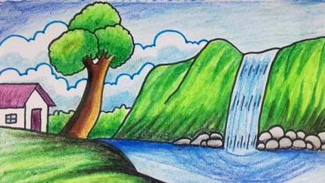 natural waterfall drawing Waterfalls Drawing Easy, Water Falls Drawing, Water Fall Drawing Easy, Waterfall Drawing Easy, Waterfall Drawing Pencil, Waterfall Simple Drawing, Cartoon Waterfall Drawing, Drawing Waterfall, Waterfall Drawing