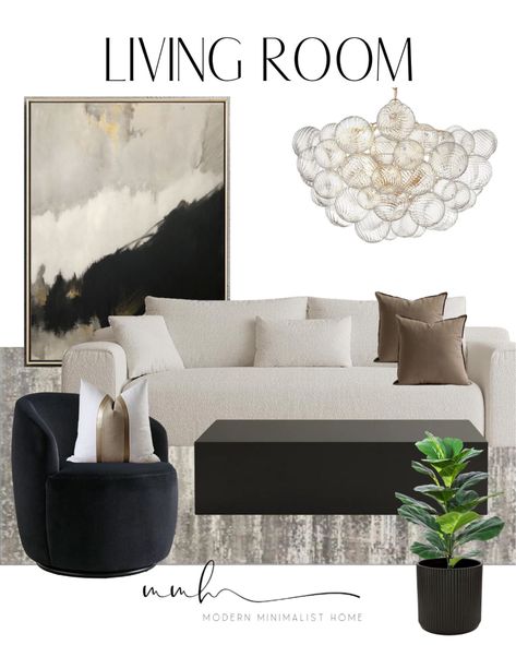 Black Lounge Styling Living Rooms, Black Sofa Mood Board, Luxury Rugs In Living Room, Black Couch Neutral Living Room, Neutral Living Room Black Couch, Black And Gray Living Room Decor, Black Couch Organic Modern, Gray Modern Living Room, Rh Modern Living Rooms