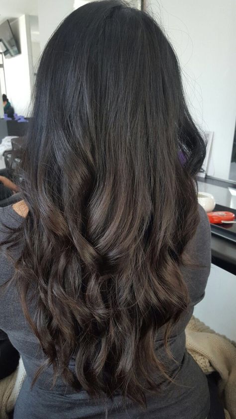 Subtle Hair Colour For Black Hair, Subtle Hair Color For Black Hair, Natural Balayage Black Hair, Choosing Hair Color, Subtle Hair Color, Espresso Hair Color, Dark Brown Hair Balayage, Black Wavy Hair, Black Hair Balayage