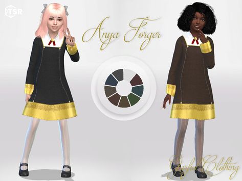 The Sims Resource - Anya Forger Sims 4 Cc Anya Forger, Yor Forger Sims 4 Cc, Spy X Family Sims 4 Cc, Sims 4 Spy X Family, Sims 4 Cc Anime Cosplay, Sims 4 Cc Cosplay, Futuristic Dress, Masculine Clothing