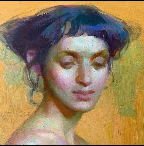 oil painting • Instagram Adrienne Stein, Painting Instagram, Acrylic Portrait Painting, Small Drawing, Instagram Painting, Paintings Famous, Pastel Portraits, Contemporary Portrait, Small Drawings