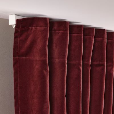 SANELA Curtains, 1 pair, brown-red, 55x98" - IKEA Curtains Without Sewing, Ikea Ireland, Curtain Length, Red Curtains, Dressing Tables, Modern Kitchens, Cotton Velvet, Curtain Rods, Panel Curtains