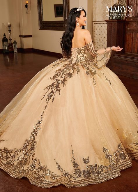 Tulle Bolero, Quinceanera Themes Dresses, Quinceanera Dresses Gold, Quinceñera Dresses, Mary's Bridal, Debutante Ball, Pretty Quinceanera Dresses, 2022 Style, Quince Dress