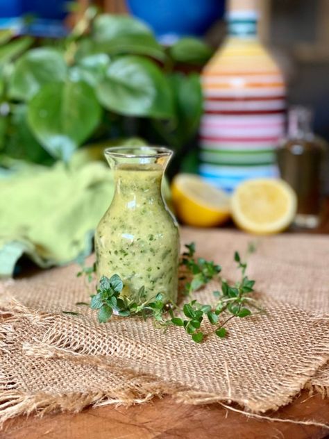 Lemony Thyme Vinaigrette - Lemony Thyme Thyme Vinaigrette, Champagne Vinaigrette, Champagne Vinegar, Beautiful Salad, Squeezed Lemon, Lemon Thyme, Butter Beans, Small Meals, Bean Salad