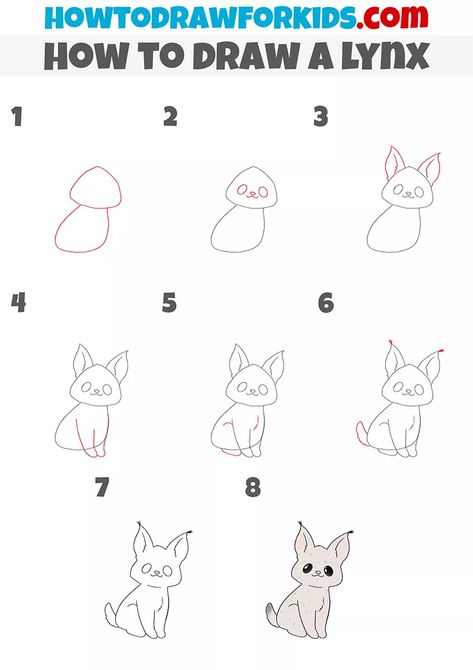 Lynx Drawing Easy, Lynx Drawing Sketch, Lynx Drawing, Sketchbook Diary, Easy Art For Kids, Study Planner Printable, Sketching Tips, Draw Animals, Drawing Lesson