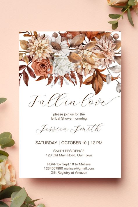 Fall in love earthy boho desert brown bridal shower template invitation instant digital download Fall Bridal Shower Decorations, Fall In Love Bridal Shower, Wedding Shower Themes, Boho Desert, Template Invitation, Boho Bridal Shower, Fall Bridal Shower, Bridal Shower Invitations Templates, Brown Flowers