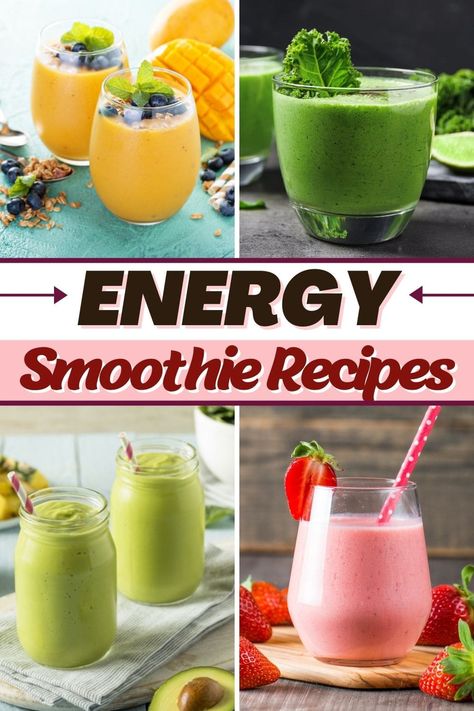 Start your day off right with these nourishing energy smoothie recipes. From kale to mango to avocado, these healthy smoothies make for a wonderful morning. Healthy Energy Smoothies, Mean Green Smoothie, Vanilla Protein Smoothie, Energy Smoothie Recipes, Strawberry Blueberry Smoothie, Smoothie Flavors, Blueberry Banana Smoothie, Perfect Healthy Breakfast, Energy Smoothies