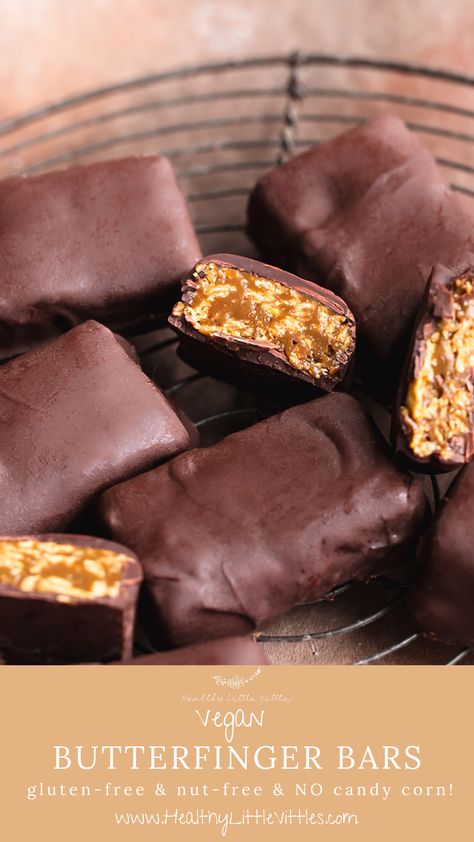 Vegan Butterfinger, Butterfinger Recipes, Butterfinger Bars, Bars At Home, Candy Bar Recipe, Sunflower Seed Butter, Butterfinger Candy, Healthy Candy, Popular Candy