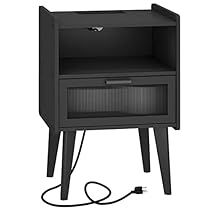 Black Bed Side Table, Nightstand Charging Station, Black Nightstands, Black Nightstand, Nightstand With Charging Station, Black Bed, Living Room Black, Bed Side Table, Black Side Table