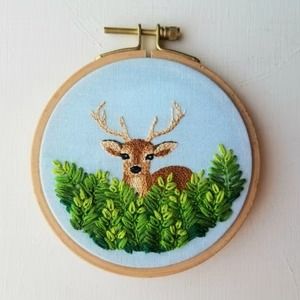 Products - Stitched Modern Embroidery Forest Animals, Ohio Embroidery, Elk Embroidery, Deer Embroidery Pattern, Beginner Stitches, Tiny Embroidery, Nature Embroidery, Deer Embroidery, Needlework Shops