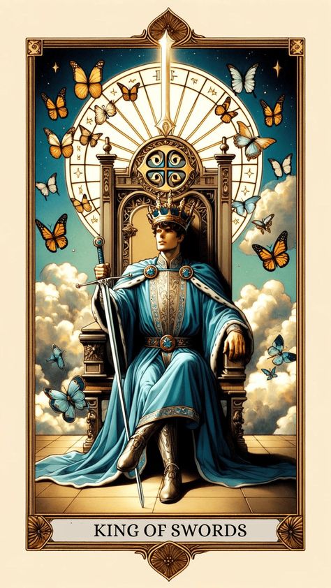 The King Of Swords Tarot, King Tarot Card, King Of Swords Tarot Meaning, Tarot Cards Decks Beautiful, King Of Swords Tarot, King Of Swords, Animal Tarot, Tarot Significado, Tarot Cards For Beginners