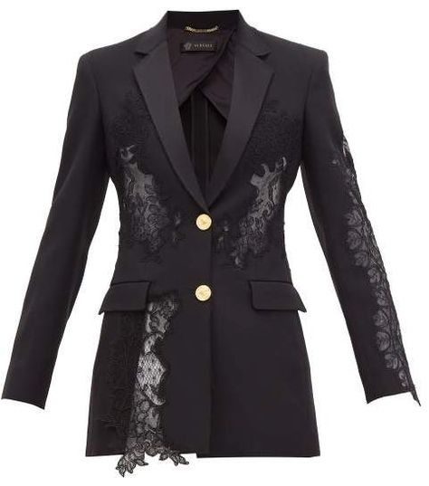 Runway Versace, Blazer With Lace, How To Wear Blazers, Etta James, Versace Designer, Lace Blazer, Crepe Blazer, Boujee Outfits, Woman Suit Fashion