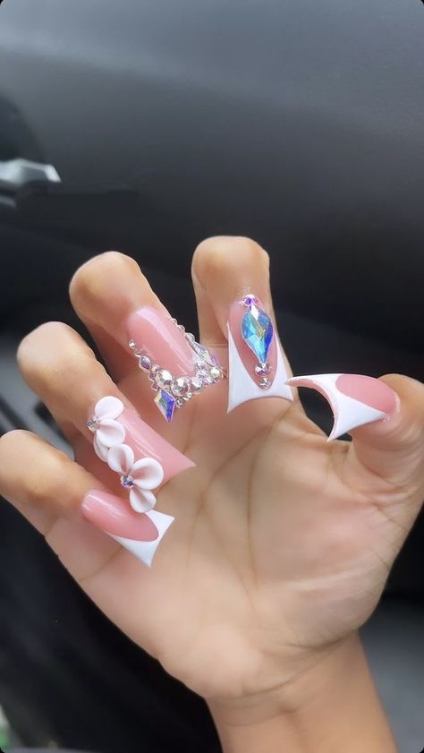 Long Duckies Nails, Nail Icon, Punk Nails, Long Acrylic Nail Designs, Duck Nails, Drip Nails, Colored Acrylic Nails, French Acrylic Nails, Dope Nail Designs