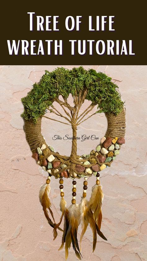 Tree of life wreath tutorial Family Tree Wreath, Family Tree Wreath Ideas, Tree Of Life Wreath Tutorial, Wreath Tree Of Life, How To Make A Tree Of Life Wreath, Living Wreath Diy, Tree Of Life Crafts Diy, Tree Of Life Wreath Diy Tutorial, Diy Tree Of Life Wreath