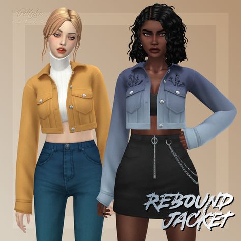 Sims 4 Cas Mods, Cropped Jackets, Casas The Sims 4, Sims 4 Mm, Sims4 Clothes, Sims 4 Cc Packs, Golf Attire, Best Sims, Denim Chic