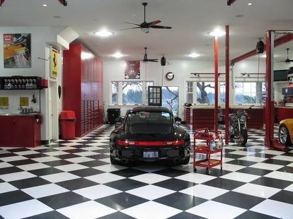 the ultimate garage interior guide every man s dream, cleaning tips, garages, home decor Aluminum Garage, Checkered Floor, Garage Renovation, Cool Garages, Ultimate Garage, Modern Garage, Shop Cabinets, Custom Garages, Garage Interior