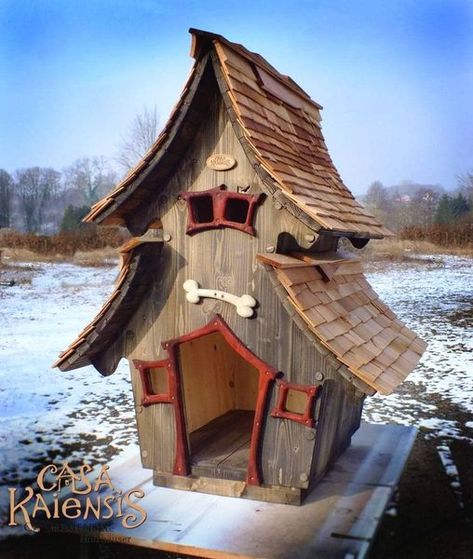 Cute Dog House Ideas, Unique Dog Houses, Crooked House, Dog House Plans, Outdoor Dog House, Bird Houses Ideas Diy, Cool Dog Houses, Dog House Diy, Dog Kennel Outdoor