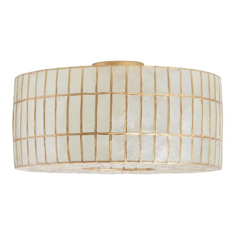 Gold Capiz Drum Flush Mount Ceiling Light | World Market Affordable Pendant Lighting, Salon Suites, Capiz Shell, Up House, World Market, Pendant Chandelier, Bedroom Lighting, Flush Mount Lighting, Drum Shade