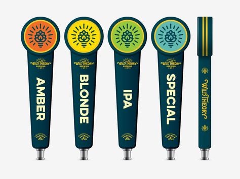 Wild Theory Brewing Co by Jared Jacob #Design Popular #Dribbble #shots Tap Handles Beer, Beer Bar Design, Kegerator Diy, Custom Beer Tap Handles, Draft Beer Tower, Clever Packaging, Bar Tap, Beer Box, Beer Tower