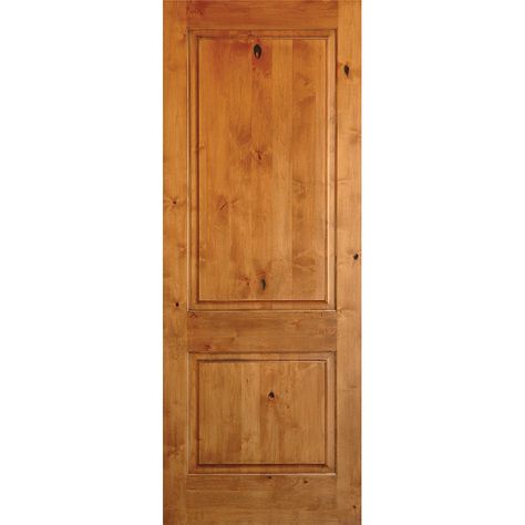 Krosswood Knotty Alder 2 Panel Square Top Interior/Exterior Door 1-3/4" Thickness Knotty Alder Interior Doors, Interior Closet Doors, Solid Wood Interior Door, Wood Hinges, Prehung Interior Doors, Pine Doors, Prehung Doors, Knotty Alder, Wood Front Doors