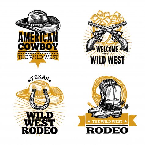 Vaqueros retro emblemas vector gratuito | Free Vector #Freepik #freevector #logo #banner #etiqueta #estrella Information Graphics, Vector Cut Files, Badge Design, Cow Boy, Microsoft Word, Vintage Logo, Logo Icons, Wild West, Rodeo