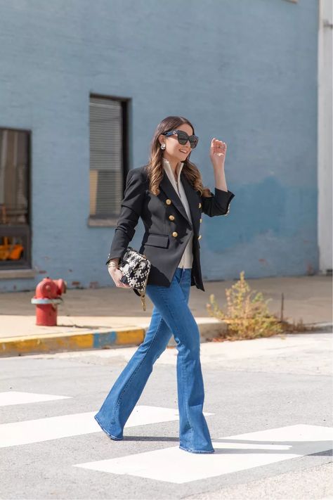 Miller Dickey Jacket curated on LTK Veronica Beard Dickey Jacket Outfit, Veronica Beard Dickey, Flare Jeans Style, Multiple Outfits, Beard Look, Perfect Legs, Brian Atwood, Linda Farrow, Tory Burch Bag