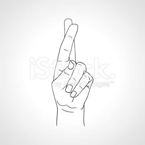 Fingers Crossed, Cartoon Drawing, Crossed Fingers, Cartoon Drawings, Good Luck, Peace Gesture, Stock Illustration, Doodles, Drawings