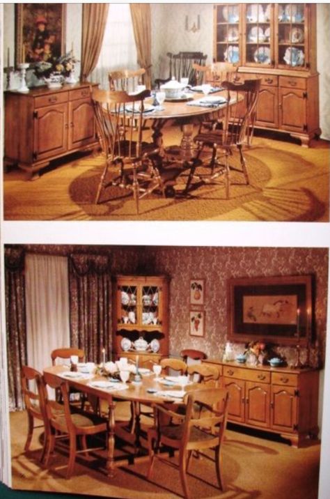 Mid Century Colonial, Early American Decorating, Early American Decor, Early American Furniture, Ethan Allen Furniture, Maple Furniture, 70s House, Retro Appliances, Vintage House Plans