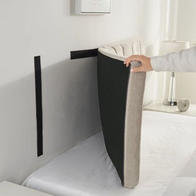 The revolutionary EZ Headboard is a game-changer in bedroom decor. Crafted with convenience in mind, this chic upholstered headboard attaches directly to the wall with strong, double-sided tape, so you can position it exactly where you want it. Installation is fast and easy, with no tools or hardware required. The modern, paneled design effortlessly enhances any bedroom, dorm room, or guest room, and the soft yet sturdy foam fill offers both comfort and support. Priced at 30-50% less than conven Wall Mounted Headboard, Mounted Headboard, Soundproof Wall, Floating Headboard, Wall Mounted Headboards, Upholstered Panel Headboard, Beige Bed, Upholstered Panels, King Headboard