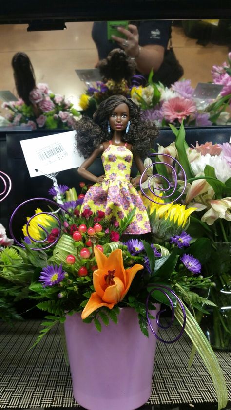 Barbie arrangement designed by Carrie DiLeo Pin Search, Barbie Theme, Flower Arrangements Diy, Barbie Party, Party Wedding, Flower Arrangement, Floral Arrangements, Flower Arrangements, Table Decorations