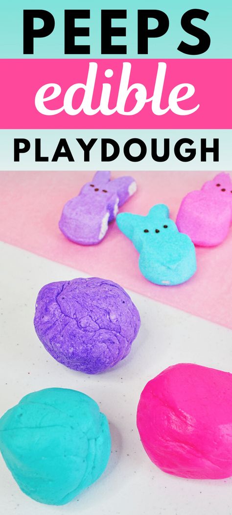 Peeps Playdough Recipe, Peeps Playdough, Easter Playdough, Edible Play Dough Recipe, Peeps Crafts, Preschool Cooking, Easter Fun Food, Edible Playdough, Marshmallow Peeps