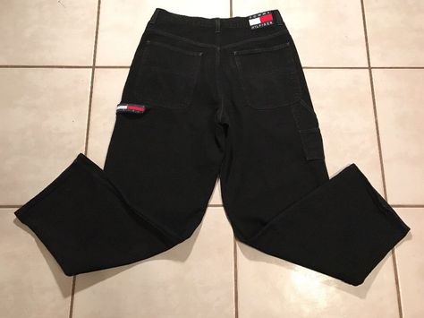 Vintage TOMMY HILFIGER Carpenter Jeans Logo Denim Baggy Mens 33X34 Black Pants  | eBay Jeans Logo, Vintage Tommy Hilfiger, Carpenter Jeans, Tommy Hilfiger Man, Gorillaz, Streetwear Outfits, American Eagle Jeans, Jeans For Sale, Jeans Black