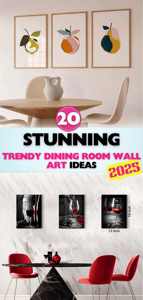 Find trendy dining room wall art ideas that bring life and warmth to your dining room decor, suited to all styles. Dining Room Wall Decor Ideas Simple, Dining Room Art Ideas, Dining Room Wall Art Ideas, Room Wall Art Ideas, Dining Room Wall Decor Ideas, Trendy Dining Room, Dining Room Wall, Dining Room Art, Dining Room Wall Art