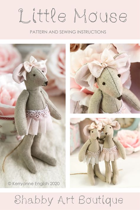 Shabby Art Boutique, Maileg Mice, Maileg Dolls, Tiny Worlds, Maileg Mouse, Mouse Pattern, Doll Patterns Free, Mouse Crafts, Soft Toy Patterns