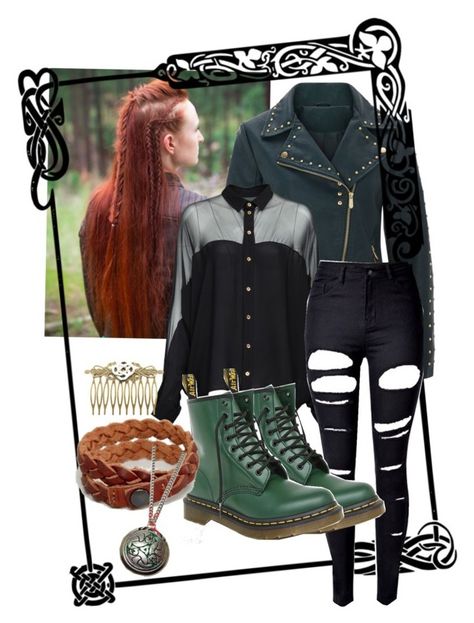 "Modern Celtic Style" by riverblood265 on Polyvore featuring Anita & Green, Gucci, WithChic, Dr. Martens, Jack & Jones, Merida and modern Celtic Game Outfit, Celtic Style Clothes, Celtic Fantasy Outfit, Modern Celtic Fashion, Green Witch Outfit Modern, Celtic Punk Fashion, Celtic Fashion, Celtic Style, Blue Jacket