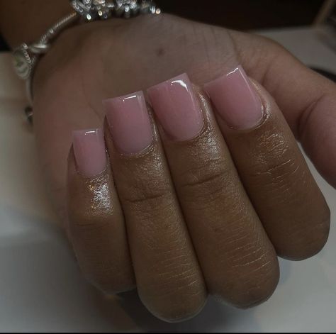 Light Pink Overlay Nails, Calm Nail Designs, Super Short Square Nails, Light Pink Tip Nails, Squoval Gel Nails, Light Pink Nails Short, Short Light Pink Nails, Bubble Bath Nails, Girl Hygiene