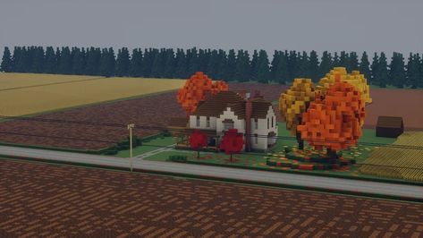 Canadian Fields - Halloween in Montreal, 1951 Minecraft Map Minecraft Thanksgiving, Minecraft Countryside, Minecraft Country House, Minecraft Map, Minecraft Field, Minecraft Pumpkin Patch, Minecraft Fall Builds, Minecraft Halloween, Minecraft Pumpkin