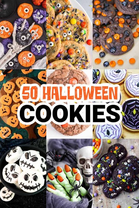 Delve into the realm of the eerily delicious with "Easy Halloween Treats: 50 Spooky Cookies & Cookie Decorating Ideas for Your Party Food Menu". Discover a variety of easy-to-make, frightfully charming cookies, perfect for your Halloween feast. From ghoulish ghouls to spooky specters, these cookies are more treat than trick. Experience chocolate cookies that are devilishly indulgent and hauntingly delightful, ideal for Halloween! Desserts For Halloween, Halloween Cookies Recipes, Scary Halloween Cookies, Homemade Halloween Cookies, Halloween Chocolate Chip Cookies, Halloween Cookie Decorating, Halloween Cookie Designs, Easy Halloween Cookies Recipes, Spooky Cookies