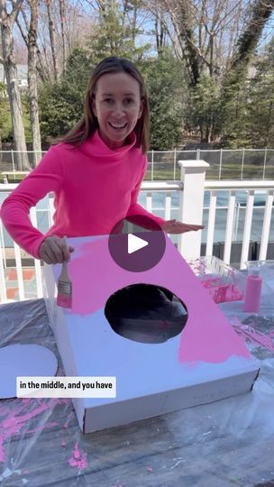 17K views · 713 reactions | DIY BUNNY TOSS GAME 🐰 SAVE your cardboard boxes and turn them into a fun toss game for your family - perfect for Easter too! Save this video for all your spring parties and easter brunch!! 

let me know if you want me to send you the LINK to the full instructions on how to make this!! And supplies needed :)

I love how this turned out and a fun activity for your family to play!! FOLLOW ME @athomewith.shannon for more super simple ideas that your entire family will love doing and that you can actually do!! #easter #spring #springdiy #diy #crafts #eastercrafts #familycrafts #momsofinstagram | Shannon Doherty | athomewith.shannon · Original audio Toss Game Diy, Bag Toss, Easter Games, Toss Game, Bunny Birthday, Spring Party, Games Box, Diy Games, Birthday Games