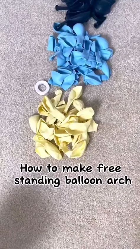 Room Decor Ideas With Balloons, How To Do A Garland Balloon, Diy Balloon Garland Arch, How To Make Your Own Balloon Arch, Balloon Decoration For Graduation, Group Games With Balloons, Soccer Balloon Arch Ideas, How To Make Standing Balloons, How To Set Up Balloon Arch