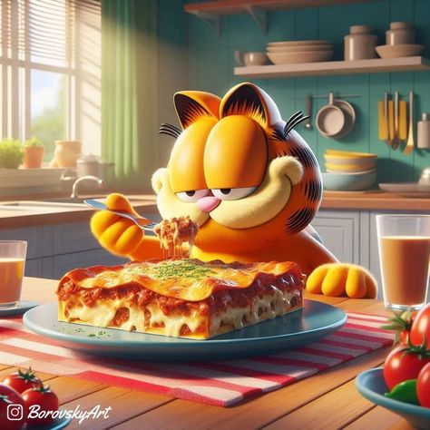 National Garfield the Cat Day 😻 Witty, sassy, blunt, and saucy…he’s, an awesome cat, Garfield.🌟😊❤️🫶 I congrats him on his day! And all his fans 🎉😺 Check out the new Garfield comic strip for today: https://www.gocomics.com/garfield/2024/06/19 #catoftheday #garfield #garfielday #AI #aiart #kitty #cat #goodvibes #lasagna #food #thegarfieldmovie Garfield With Lasagna, Garfield 2024, Silly Garfield, Garfield Lasagna, Lasagna Food, Garfield Comic, Garfield Pictures, Garfield Images, Garfield The Cat