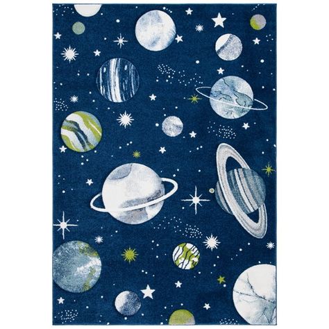 SAFAVIEH Carousel Kids World of Planets Area Rug, Navy/Ivory, 3'3" x 5'3" - Walmart.com Space Play, Planet For Kids, Kids Area Rugs, Rug Navy, Play Rug, Etched Designs, Navy Rug, Animal Books, Kids Collection