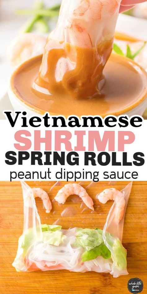 Spring Rolls With Shrimp, Spring Roll Peanut Sauce, Spring Rolls Recipe Shrimp, Peanut Butter Dipping Sauce, Easy Spring Rolls, Vietnamese Shrimp, Healthy Spring Rolls, Homemade Spring Rolls, Thai Spring Rolls