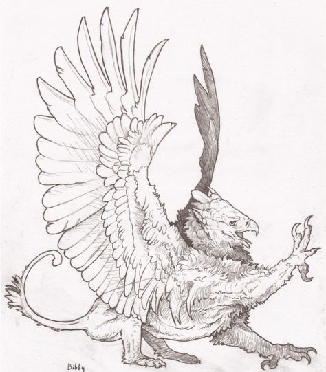 Griffon Tattoo, Griffin Mythical, Mythical Creatures Art, Mythological Creatures, Creature Concept Art, Ink Illustrations, Monster Art, Creature Concept, Drawing Skills