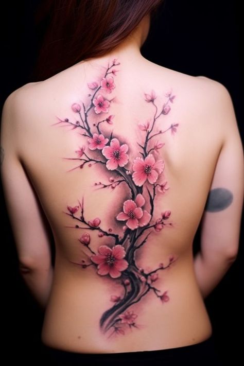 Intricate Japanese Blossom Tattoo for Women #tattoo #tattoos #art #ink #inked Japanese Blossom Tattoo, Japanese Tattoos Women, Women Samurai, Cherry Tree Tattoos, Cherry Blossom Tattoos, Japanese Tattoo Women, Cherry Blossom Tree Tattoo, Tree Tattoo Back, Blossom Tree Tattoo