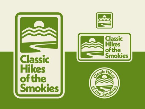 Classic Hikes of the Smokies by Logan Hall on Dribbble Bd Design, Camp Logo, Outdoor Logos, Retro Logo Design, Mountain Logos, Logo Design Ideas, Outdoor Stickers, Youtube Logo, Retro Logos