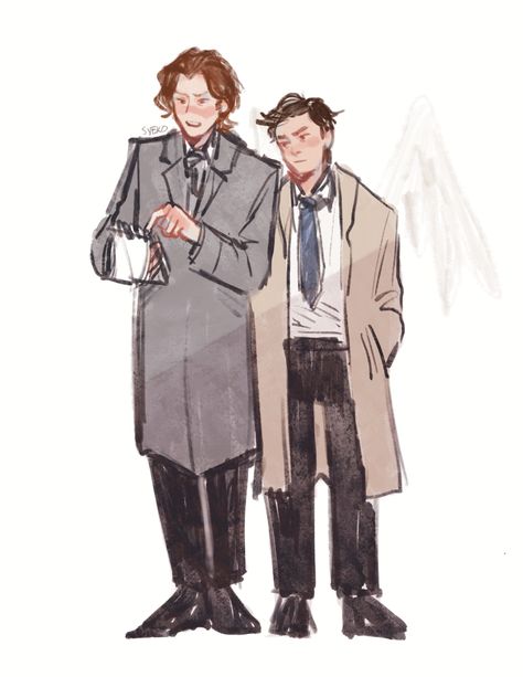 Samstiel Fanart, Supernatural Fandom Art, Andy Supernatural, Sastiel Fanart, Castiel Drawing, Sam Winchester Fanart, Castiel Icon, Supernatural Anime, Soulless Sam