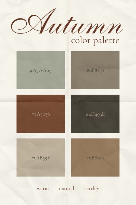 Vintage Logo Color Palette, Canva Color Palette Codes Fall, Muted Fall Color Palette, Muted Autumn Color Palette, Premium Color Palette, Color Palette Muted, Wallpaper Autumn Aesthetic, Color Palette Autumn, Aesthetic Fall Wallpaper